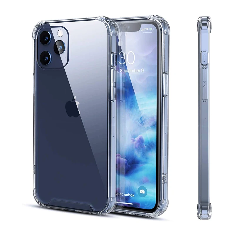 

Wholesale Shockproof Transparent Cellphone Case Crystal Clear TPU Bumper Mobile Phone Cases Back Cover For iPhone 12 11 Pro Max