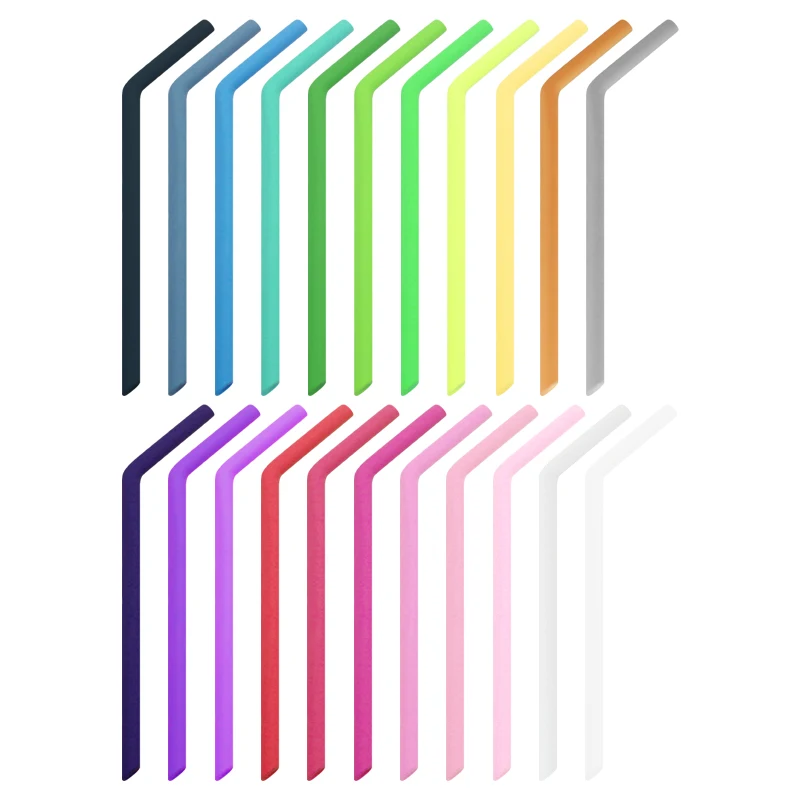 

Silisum Wholesale Reusable Kitchenware Drinking Juice Bent Thick Silicone Straws
