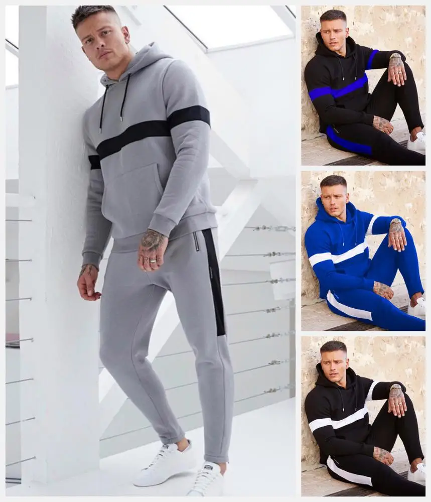 Custom Logo Solid Color Men Sweatsuit Sets Wholesale Jogging Suits Mens ...