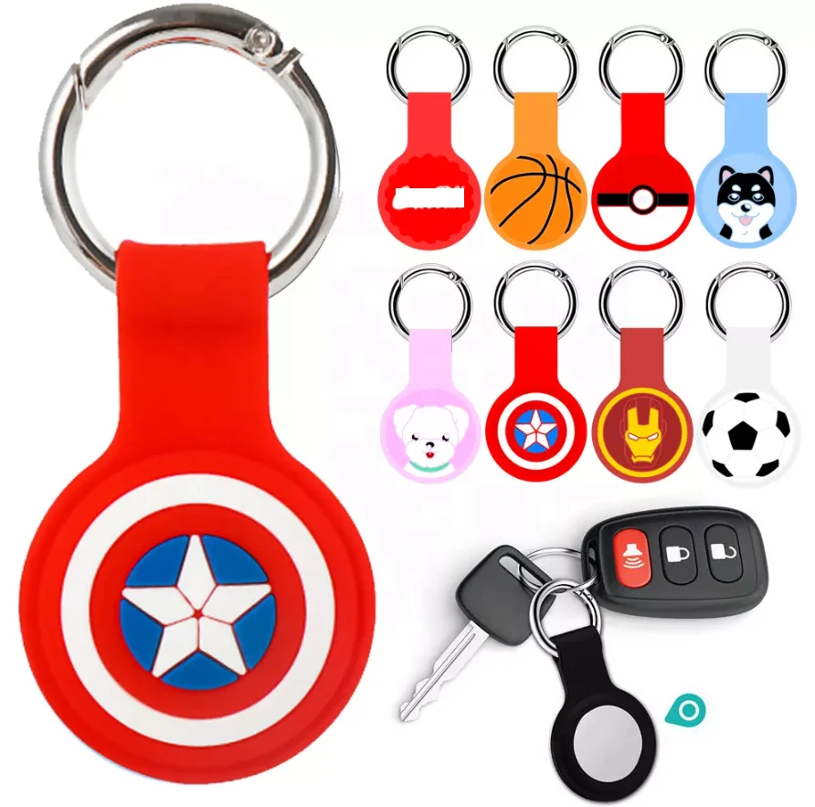 

Superhero Captain America Iron Man Pokemon for AirTag Case Silicone Keychain for Apple GPS located tracker