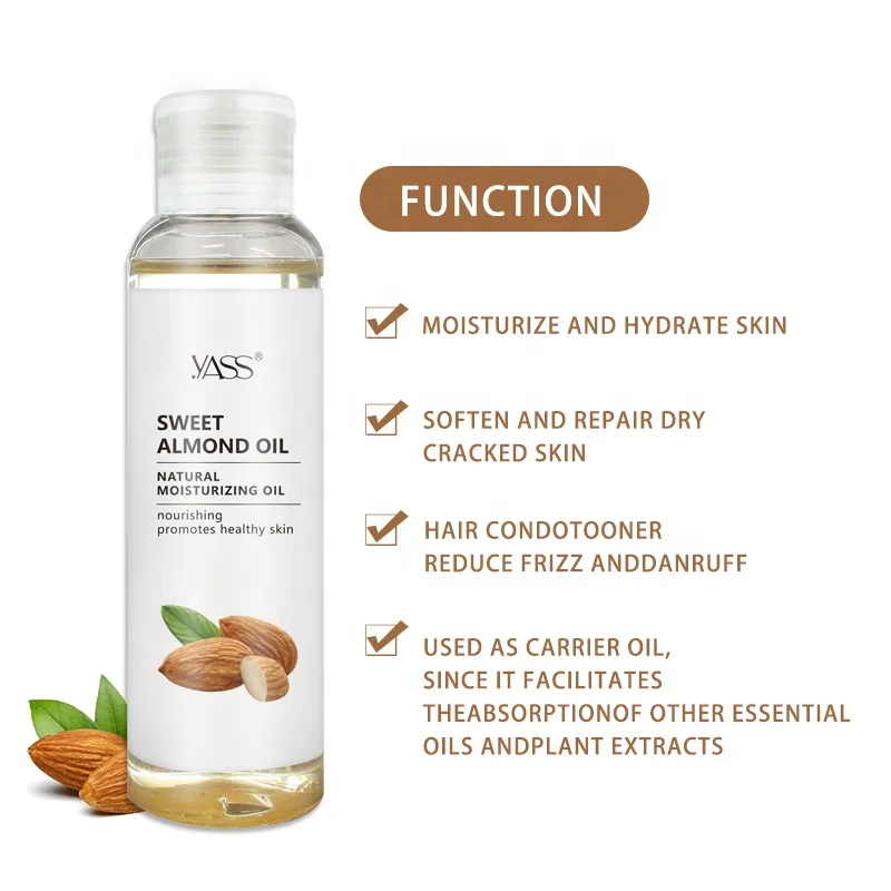 

Wholesale Price Sweet Almond Body Oil Bulk Natural Pure Cold Pressed Organic Almond Oil for Skin Face Wrinkles Hair Care