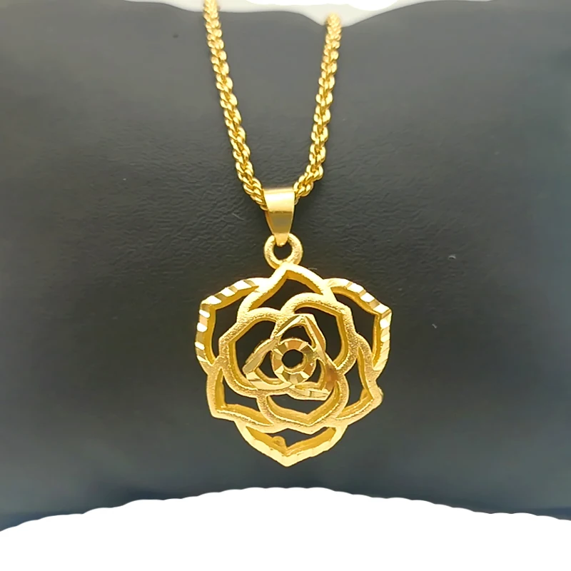 

Vietnam gold plated jewelry fashion hollow rose pendant female necklace accessories exquisite craft Network explosion, 24k