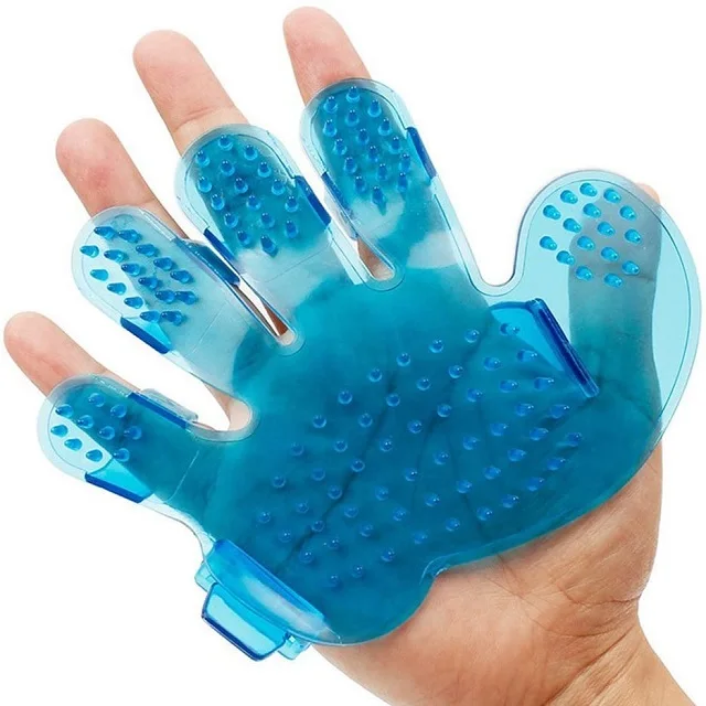 

Amazon Hot Selling Plastic Gentle Deshedding Brush Glove Massage Tool Soft Rubber Pet Hand Palm Grooming Glove For Dogs and Cats, Blue green