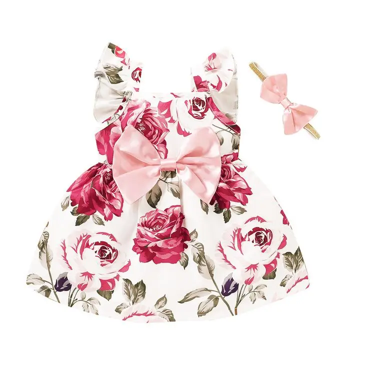 

Girls Dress Kid Floral Sleeveless Cotton Sundress Summer Girl Clothes Dresses, Picture shows