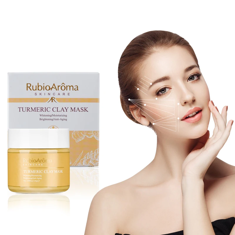 

Best Skin Brightening Detoxify Refreshing Natural Turmeric Face Clay Mask Removing Acne Turmeric mud face Mask, Yellow
