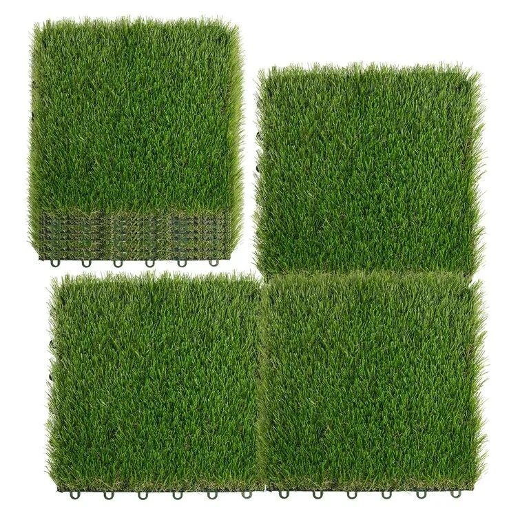 Hot Sale Interlocking Realistic DIY UV Resistant Artificial Grass Deck Tiles for Outdoor Balcony and Garden Landscaping
