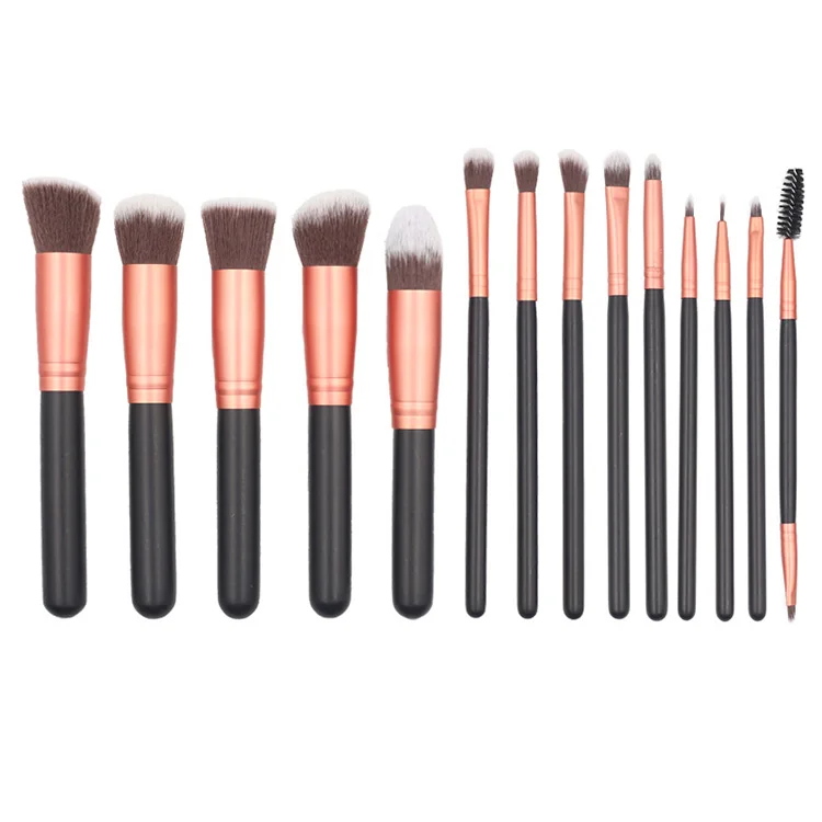 

Hot sale Custom Logo Foundation Face Powder Blush Concealer Eyeshadow Premium Cosmetic Brush Professional 14pcs Makeup Brush Kit