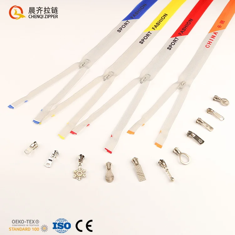 

Factory wholesale fast delivery 5# nylon reverse printing logo polyester thick tape coil zipper