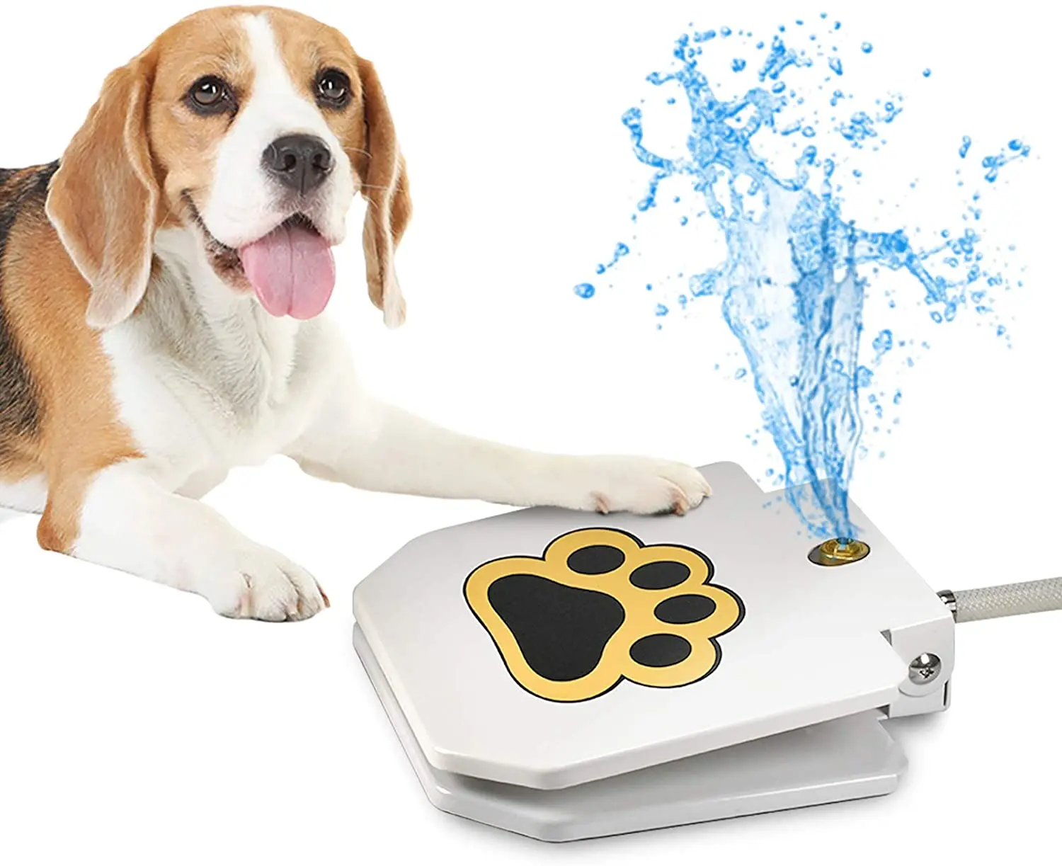 

Hot Selling Step On Toy Paw Petal Activated Dog Water Sprinkler Essential Outdoor Automatic Water Dog Fountain, White
