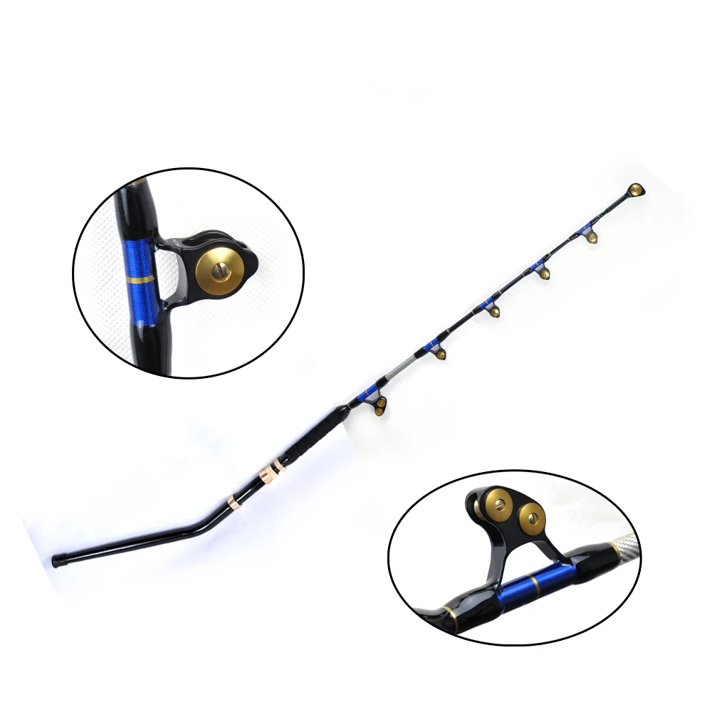 Topline Tackle Deep Sea Heavy  Boat Rod Fishing 130LBS Alu Bent Butt with Pac Bay Roller Guide Trolling Rods And Reels pesca, Customized