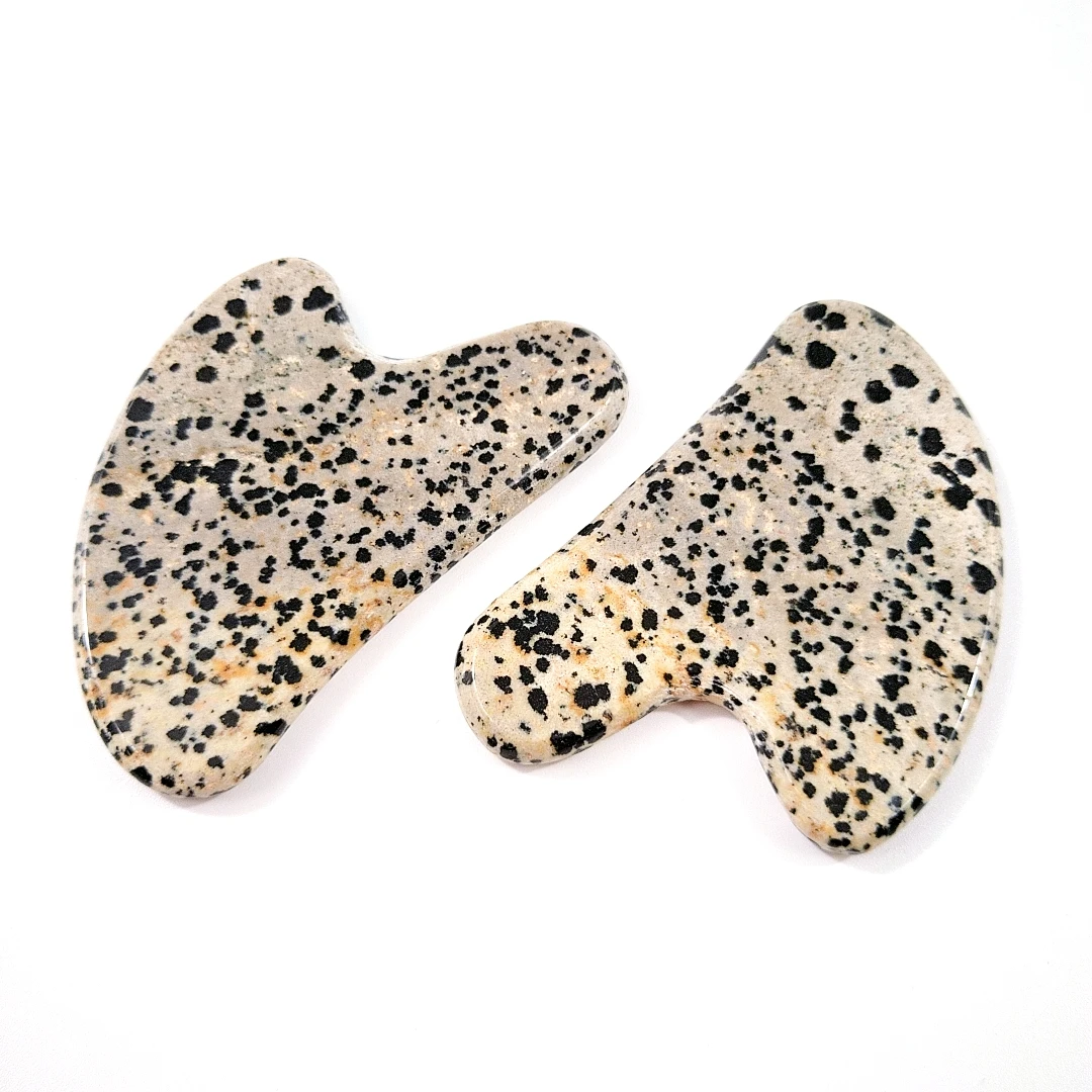 

100% Good Quality Face Massage heart dalmatian Jasper Natural gua sha Massage Tool