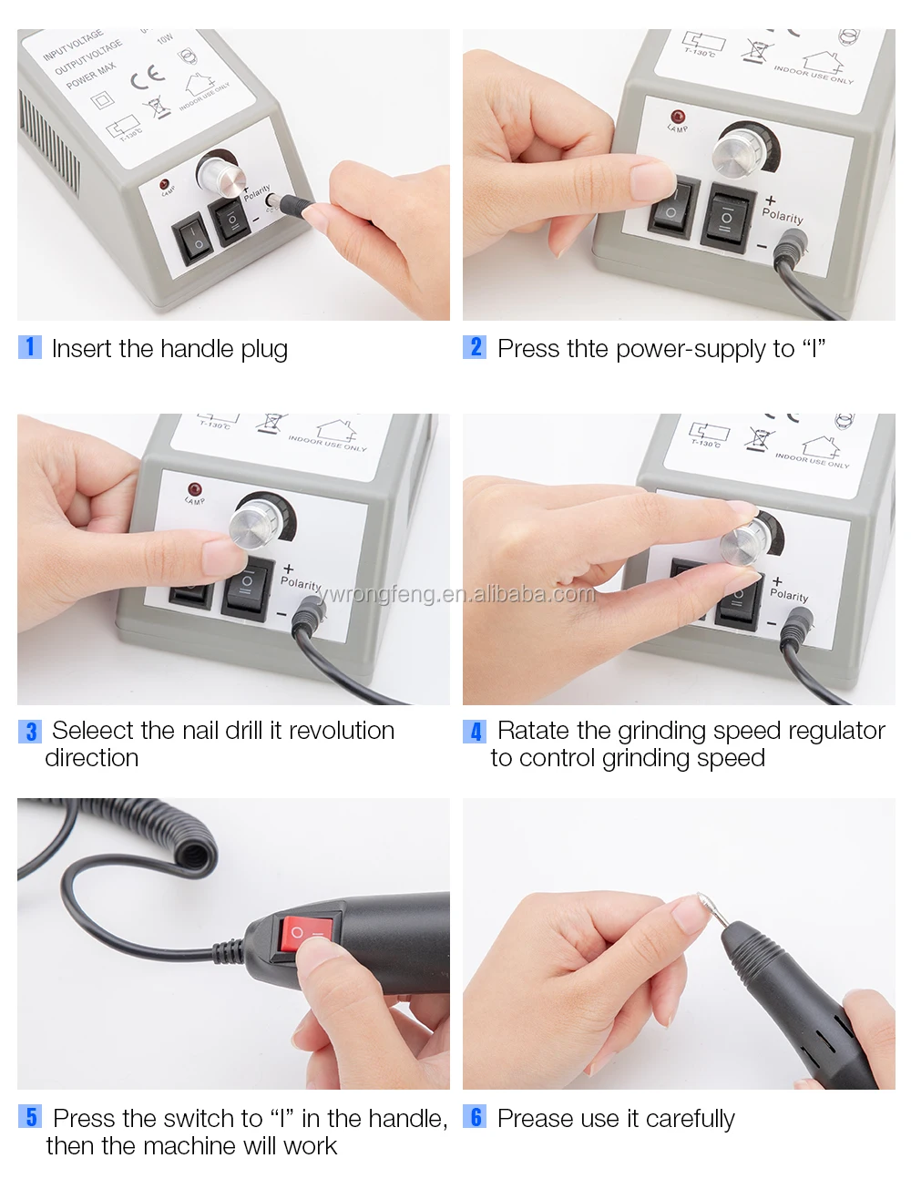 Faceshowes Electric Nail Drill Manicure Machine With Drills 6 Bits