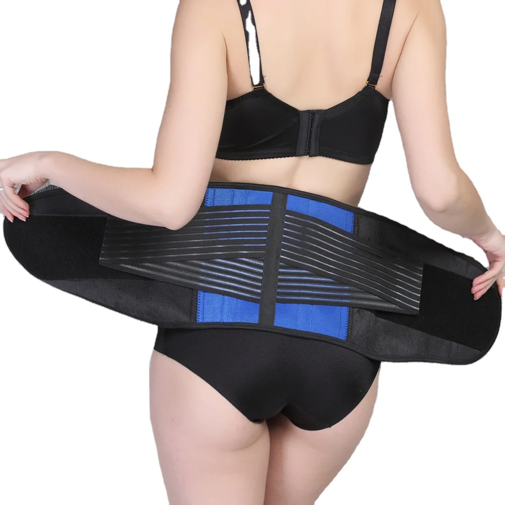 

lumbar elastic support waist belt neoprene slimming belts, Black/blue