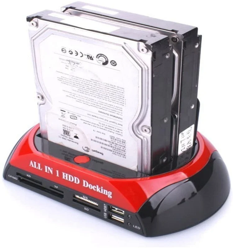 

Dual Slots USB 2.0 to SATA IDE HDD Docking Station with Card Reader for 2.5 3.5 Inch IDE SATA Hard Drive (No Support The WD IED