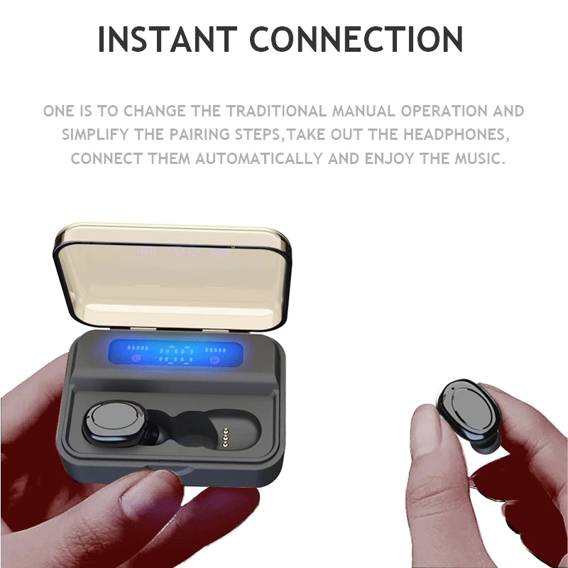2020 Waterproof bluetooth earphone led display powerbank wireless power bank s590 s590B tws earbuds with power bank - ANKUX.COM