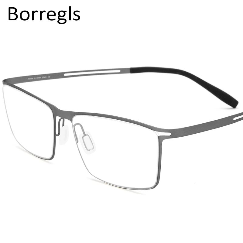 

Borregls B Titanium Glasses Frame Men Prescription Eyeglasses Myopia Optical Frame Screwless Eyewear 1874