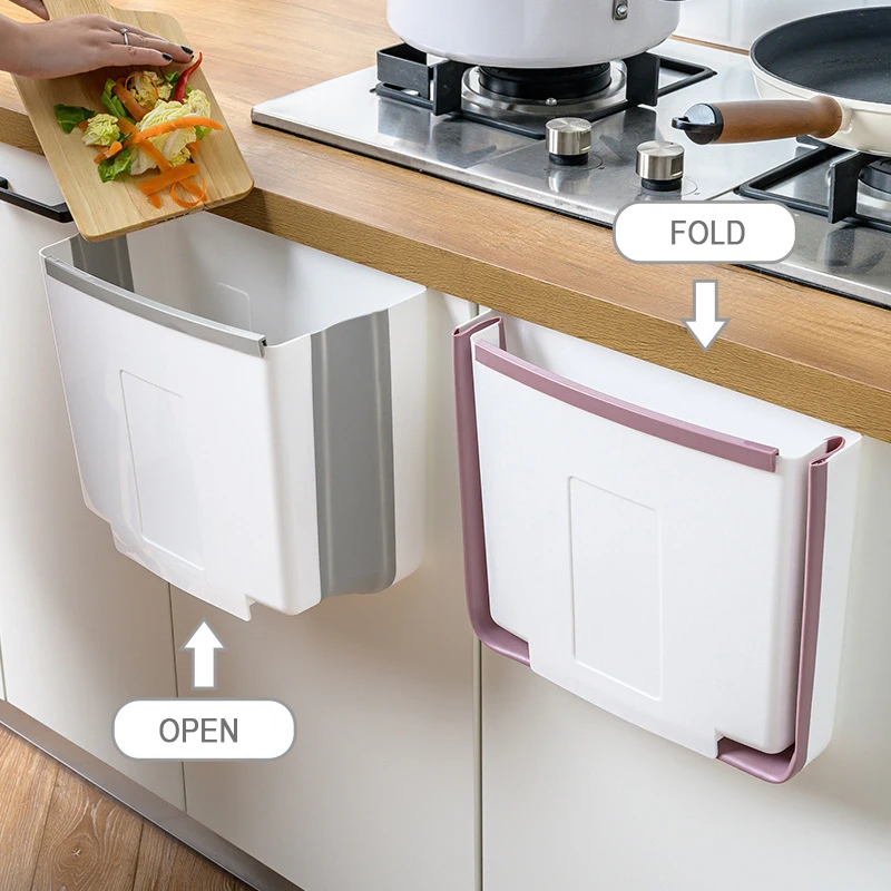 

Collapsible Kitchen Cabinet Door Hanging Toilet Standing Collapsible Car Wall Mounted Garbage Bin Portable Folding Trash Can