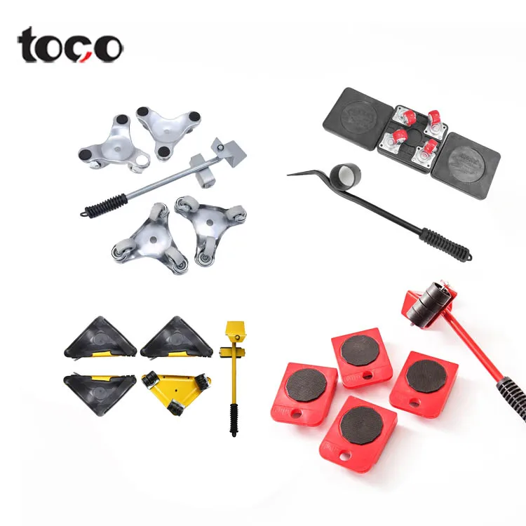 TOCO Three 3 Wheel Moving Dolly Transport Lift Move Slides Trolley Wheeled Movers 5pcs Furniture Lifter Sliders Kit