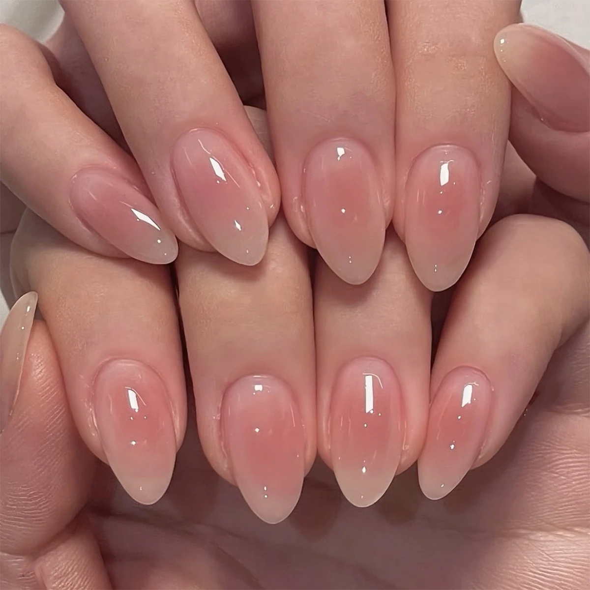 24 Pcs 3859 Purity and Seduction Style Blush Minimalist Almond Nails Press on Nails Artificial Fingernails