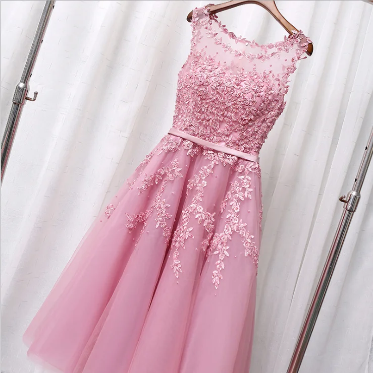 

2021 Hot Sell gown Elegant Knee Length Dress Women Girls Dresses Appliques Beads Formal Party Dresses gowns for women baby Blue
