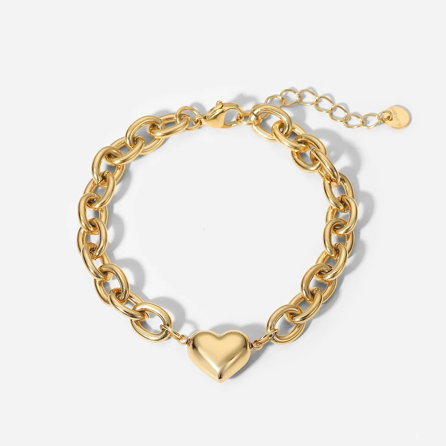 

Ins retro women 14k gold chain bracelet stainless steel custom love heart bracelets for mom