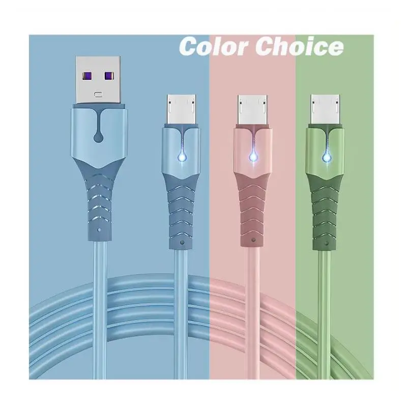 

Liquid silica gel with lamp data cables for iphone 13 power cable For Android Type-C Huawei phone USB 3A fast charger cable