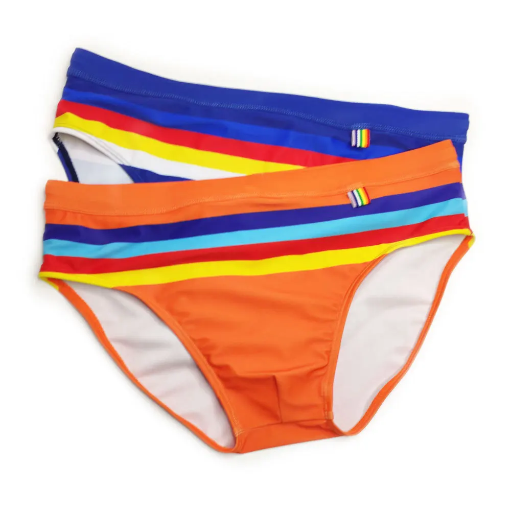 

Striped Bright Color Triangle Swimming Trunks Fashion Sexy Beach Quick-drying Bikini Swimming Briefs For Men