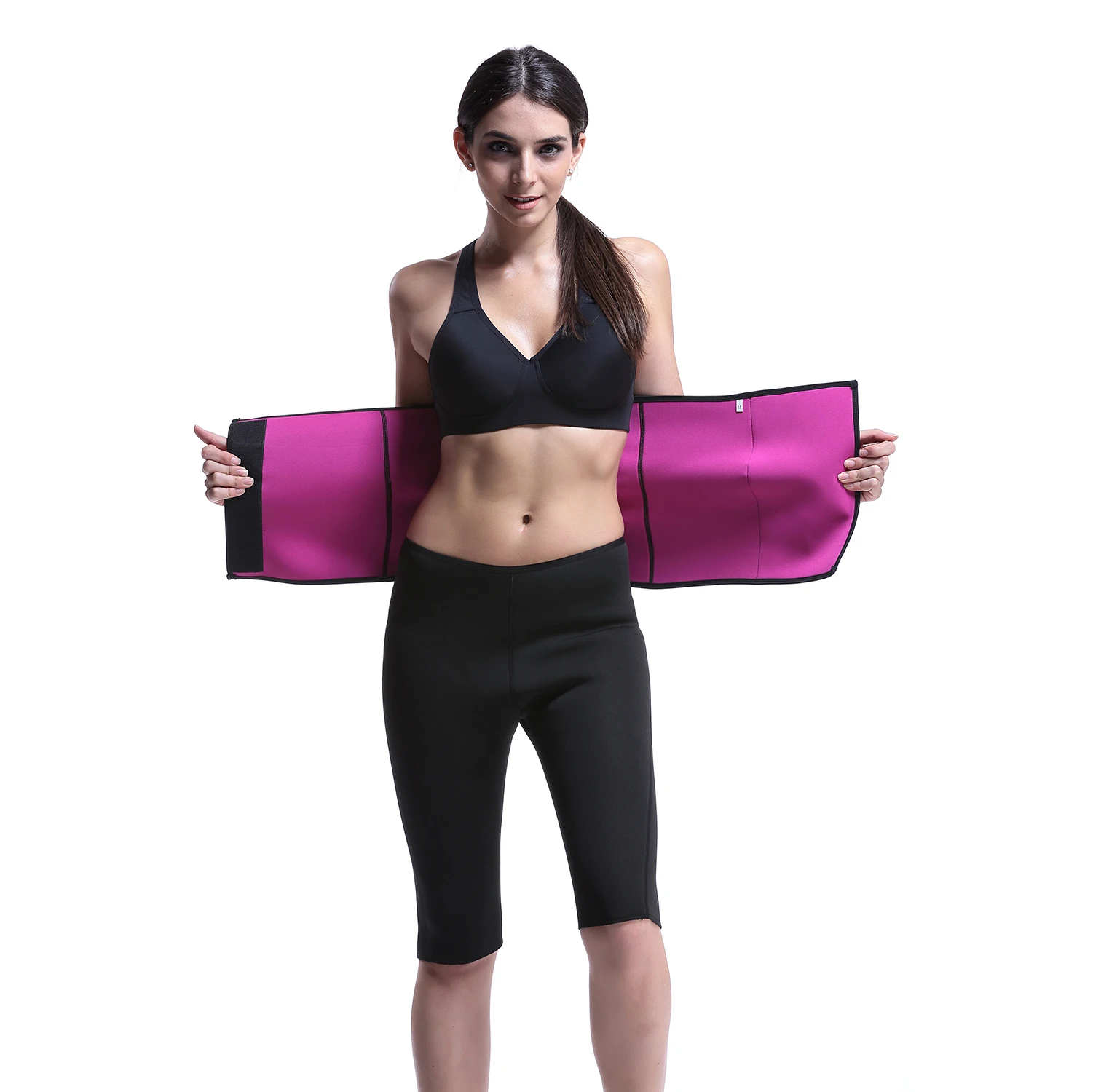 

High Quality waist trainer with belt Neoprene Fajas Lose Weight neoprene waist trainer belt burning fat, Black+yellow,black+rose red