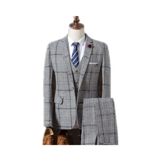 

2019 Fashion Western Wedding For Men Three-piece British Coat Pant Men Suit slim suit set Latest Suit Design Men, Customized