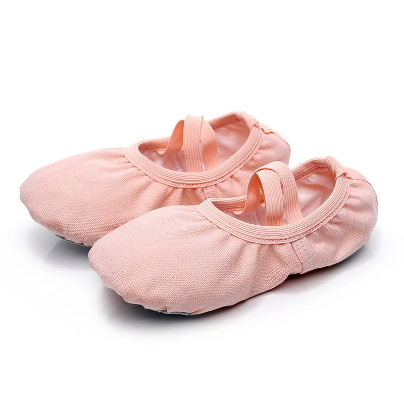 

2022 Professional Fashion Pink Canvas Flats Soft Shoes Elastic Band Shoes Best Ballet Shoes for Girls Kids