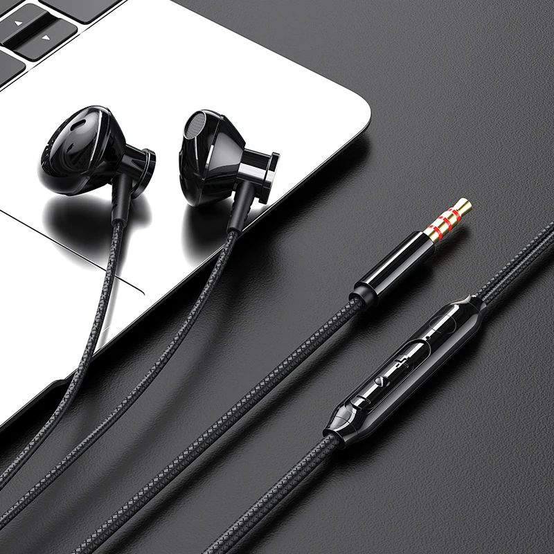 

Comfort semi-in-ear headphone with mic 3.5mm jack metal shell mobile earphones wired, Wine red/green/black/blue