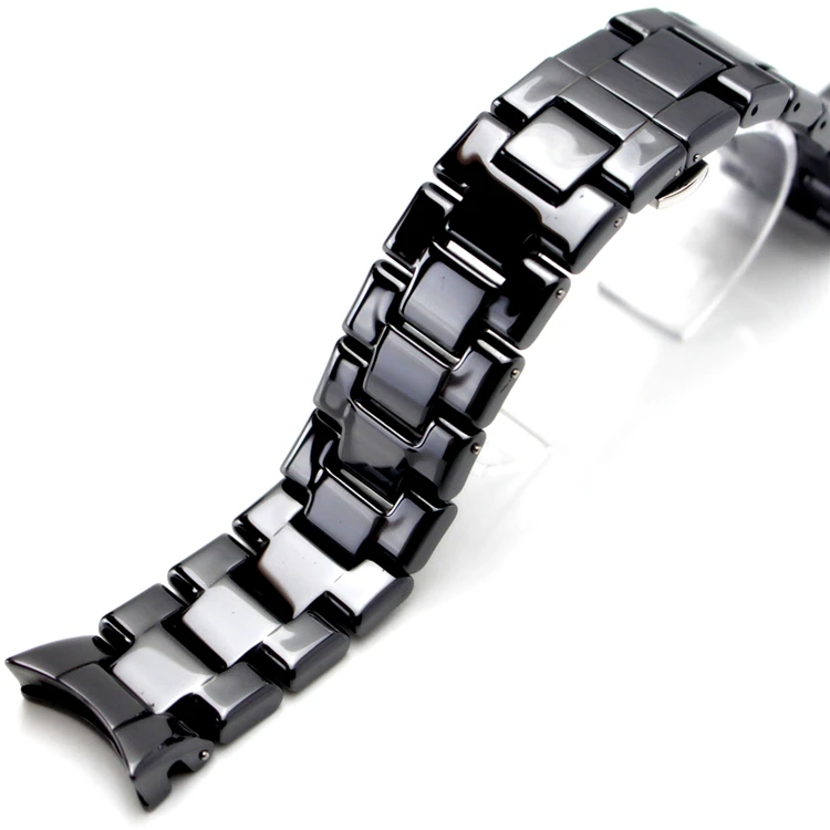 

Bright luxury black white zirconia ceramic strap suitable for AR1400 AR1410 1401 watch strap band Wristband bracelet belt