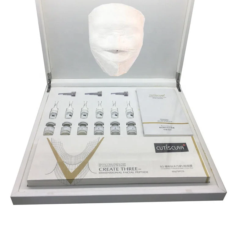 

Private label Anti-wrinkle lifting Peptide Titanium Mummy 5D sculpture V face shaping facial mask kit for Beauty salon