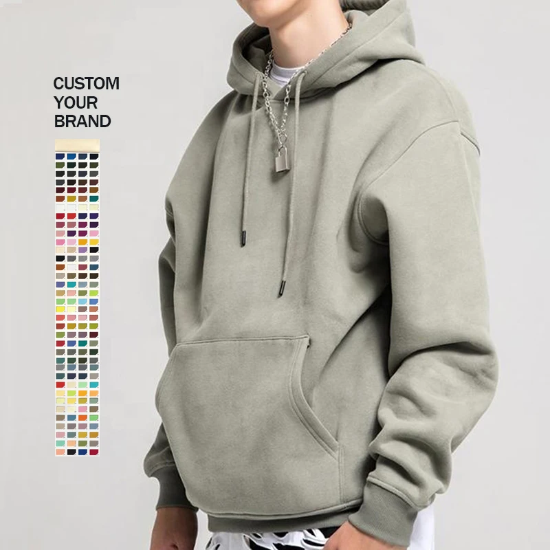 

High Quality Blank Unbranded Cotton Fleece Sweatshirt Custom Logo Brown Pulover Oversize Men Hoodies, Multi color/custom color