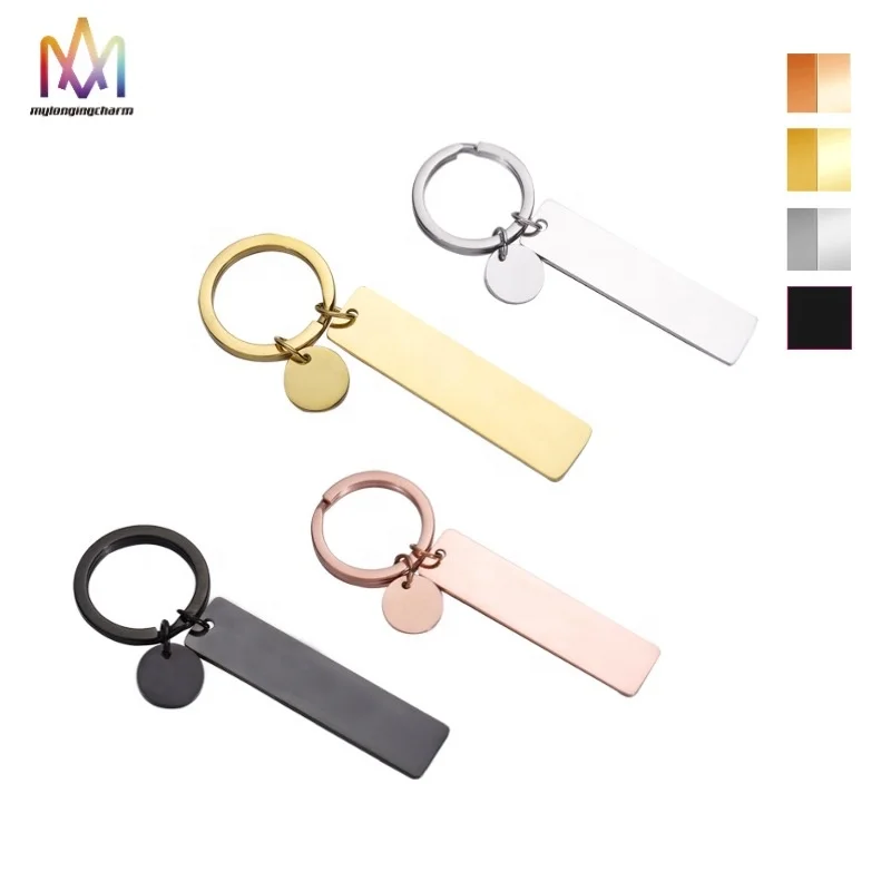 

Custom Stainless Steel Blank Round Rectangle Tag Pendant Key Chain DIY Creativity Bag Hanging Laserable Key Ring Keychains