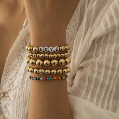 

Stackable Stretchable Elastic Bracelet Beach Boho Rainbow Surfer Bracelets Set Beaded Bracelets for Women, Picture shows