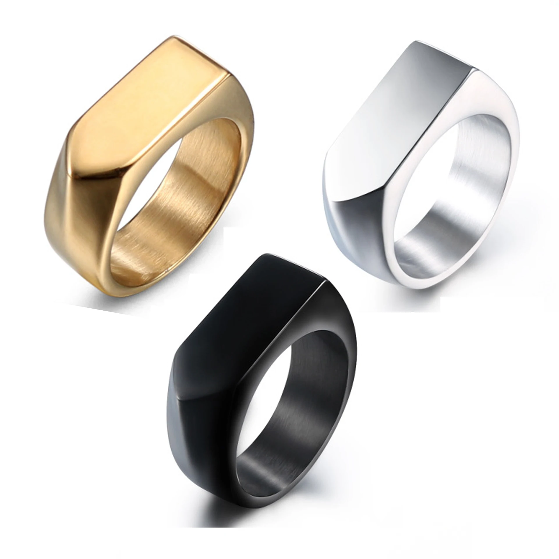 saudi arabia rings jewelry mens stainless steel simple square