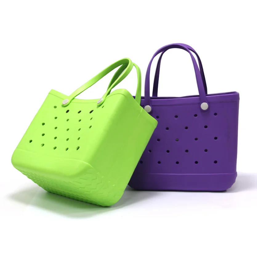 

Popular Waterproof Woman EVA Tote Large Shopping Basket Bags Beach Silicone Bogg Bag Purse Eco Jelly Candy Lady Handbags YGC-244, Customizable colors