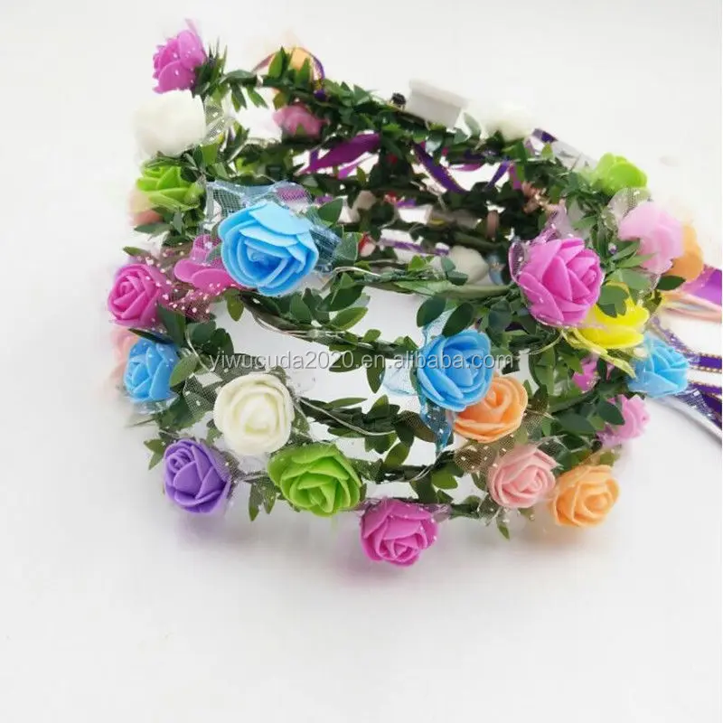 Sweet Girls Women Rose Flower Crown Headband Wreath Party Wedding Headwears P&C 