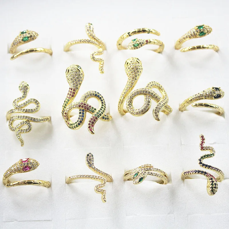 

BMZ 2021 Adjustable size new 12 styles real gold ion plating snake ring fashion luxury ring animal styles, Gold or oem