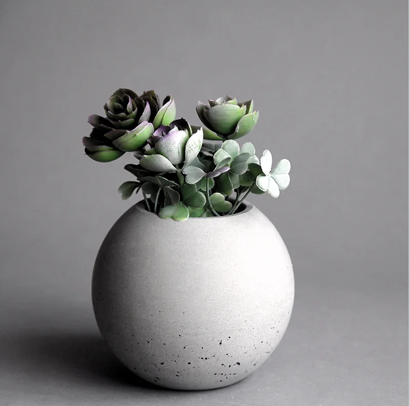 

Wholesale New Style Flower Vase Vintage Decorative Cactus Plants Container Modern Cement Flowerpot Concrete For home decor, Light gray,gray,black or customized color