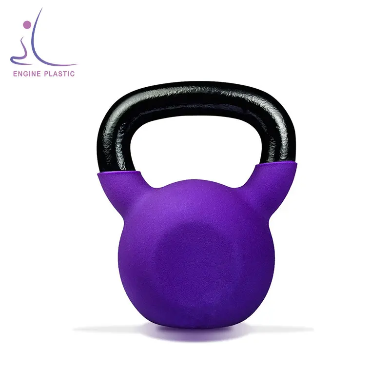 

ENGINE Fitness Body Workout Strength Training Gym Weightlifting Vinyl Coated Kettlebell, Black,red,blue,purple,pink.