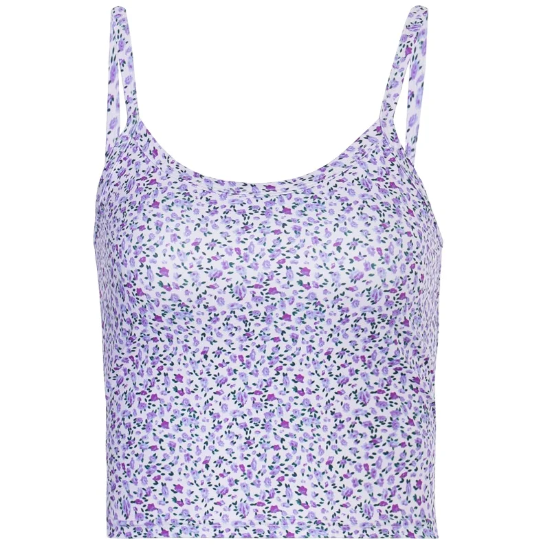 

Floral Summer Sweet Women Girls U-neck Camisole And Fashion Sleeveless Crop Top, Purple