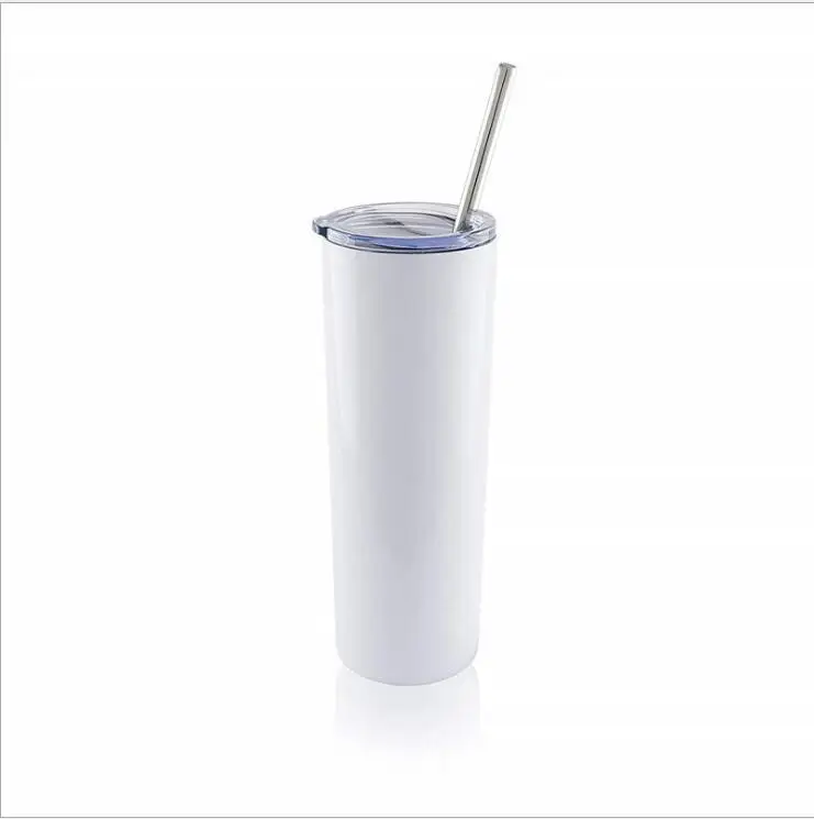 

Custom Logo Color 20oz 30oz Sublimation Blanks Straight Skinny Tumbler Double Wall Stainless Steel Cups In Bulk White Color, Customized colors acceptable