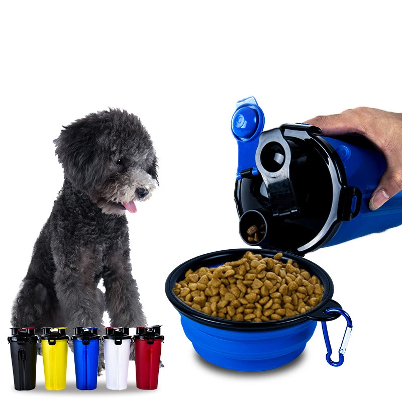 

Wholesale Portable Grain Storage Kettle Outdoor Pet Water Drinking Bottle Dog Food with Collapsible Bowl, Customized color