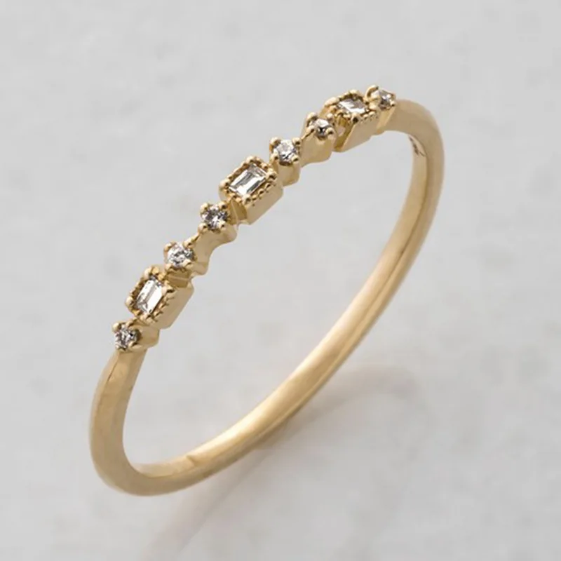 

Tik Tok accessories luxury bright square round diamond cut with laminated sterling silver S925 plated K gold ring