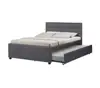 Best Quality Furniture Full size DayBed Fabric bed frame Trundle Dark Gray