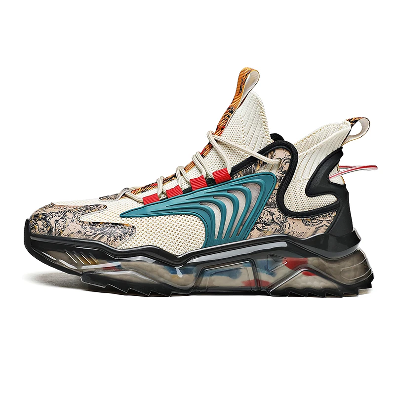 

Top Sale Trendy Fashion White/Black Flexible Rubber Sport Casual Sneakers Outdoor Men Shoes with Lace, Black red/ grey green