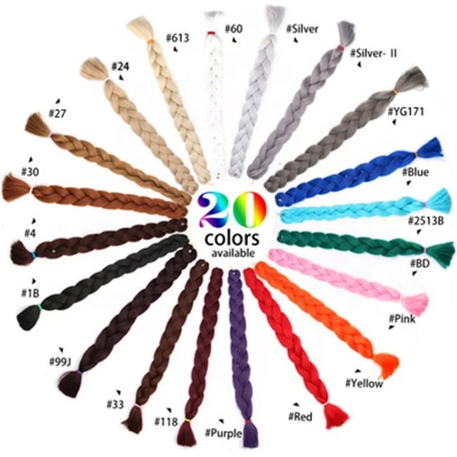

Hot Selling Solid Color Braiding Synthetic Hair Extensions, Multicolor