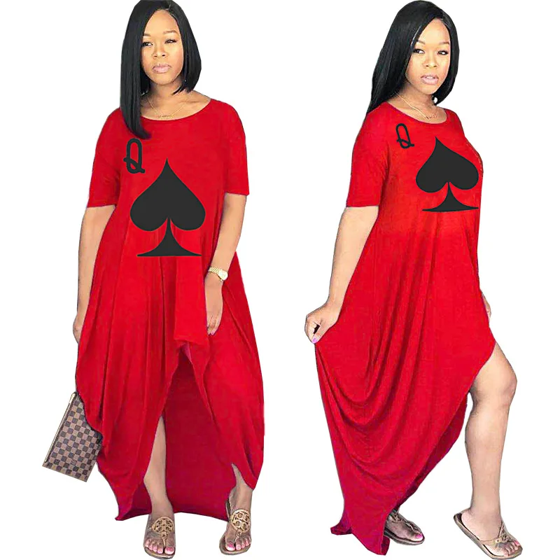 

casual dress summer clothing 2021 Women Poker Q Summer Dress Casual Loose QUEEN Plus Size Clothing Dressing Female Dresses